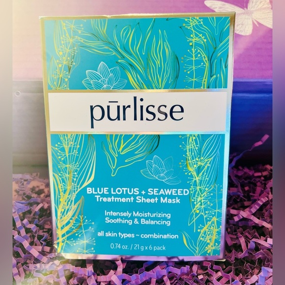 Purlisse Blue Lotus + Seaweed Treatment Sheet Mask - Mask Set, Pack of 6 - Picture 1 of 3